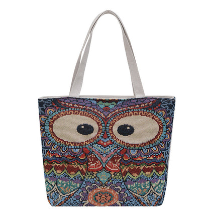Ethnic Style Woven Canvas Bag for Women