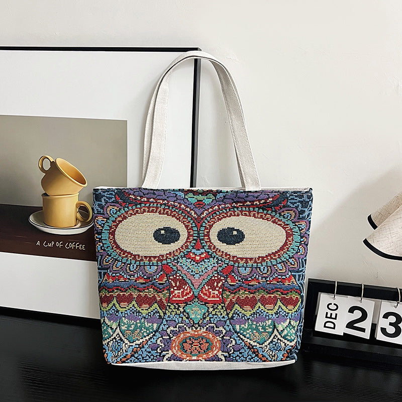 Ethnic Style Woven Canvas Bag for Women