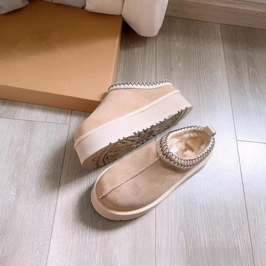 Ethnic style woven thick-soled snow boots