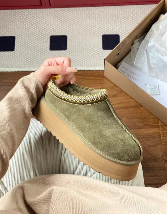 Ethnic style woven thick-soled snow boots
