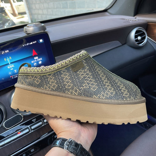 Ethnic style woven thick-soled snow boots