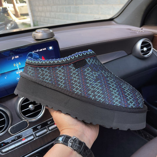 Ethnic style woven thick-soled snow boots