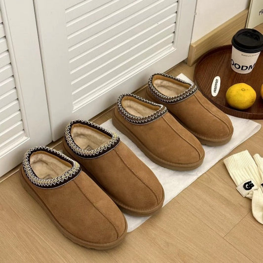 Ethnic style woven thick-soled snow boots