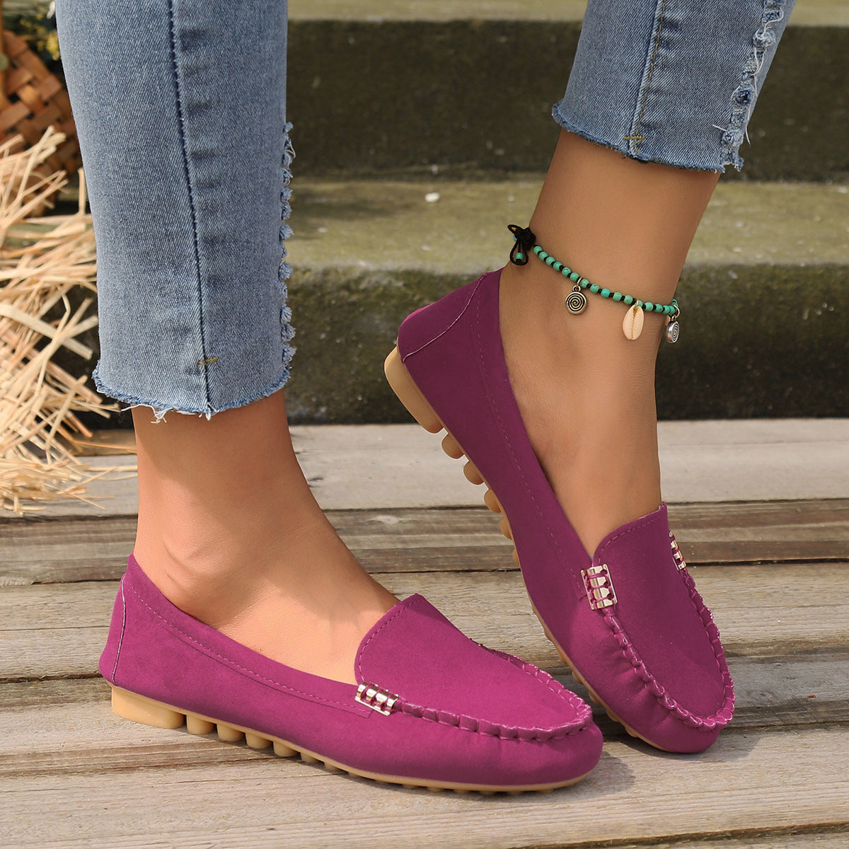 Europe and the United States cross-border plus size women's shoes 2024 spring and autumn new bean shoes shallow mouth a pedal foreign trade women's shoes wholesale