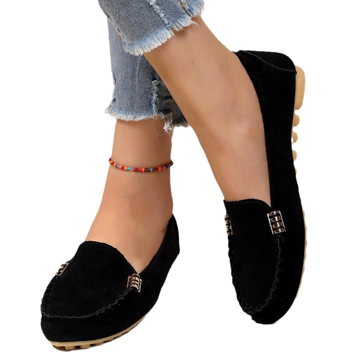Europe and the United States cross-border plus size women's shoes 2024 spring and autumn new bean shoes shallow mouth a pedal foreign trade women's shoes wholesale