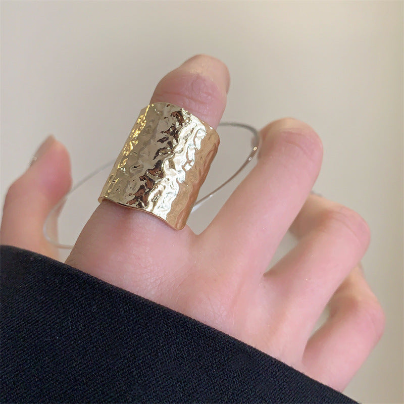 European American Retro Lava Texture Metal Wide Opening Ring Unisex Couple Fashion Ring