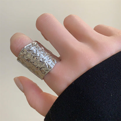 European American Retro Lava Texture Metal Wide Opening Ring Unisex Couple Fashion Ring
