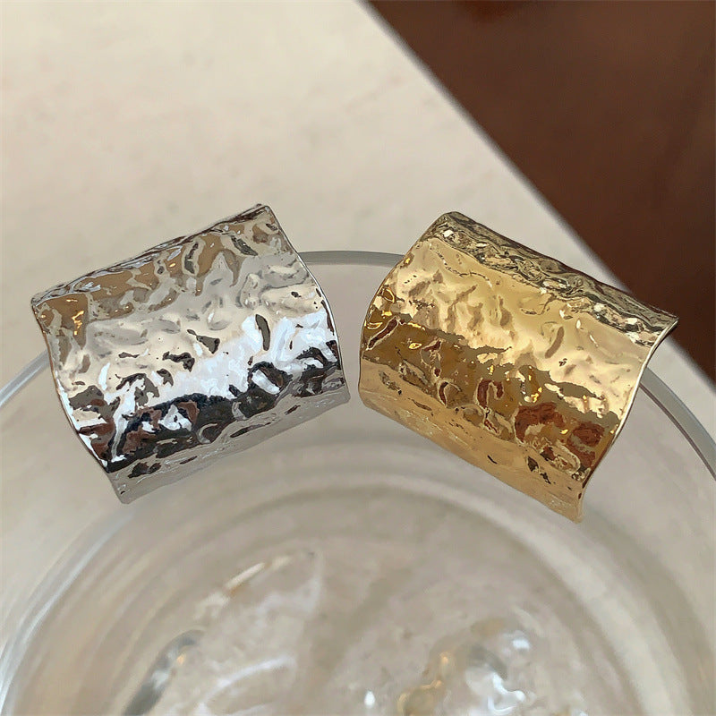 European American Retro Lava Texture Metal Wide Opening Ring Unisex Couple Fashion Ring