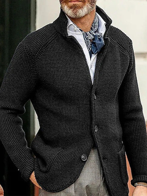 European and American Fashion Amazon Independent Station New Products-Clothing Men's Casual Long-Sleeved Pure Color Knitted Jacket Men's Outerwear