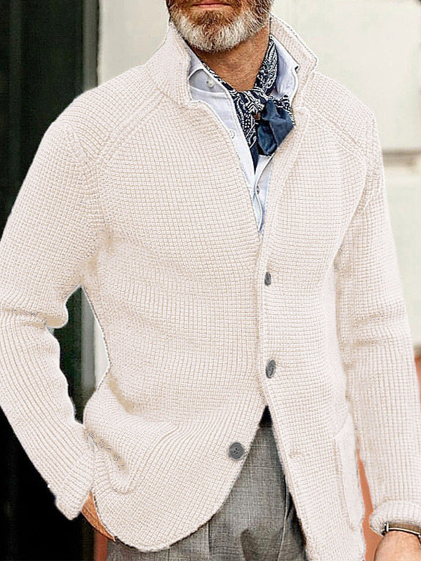 European and American Fashion Amazon Independent Station New Products-Clothing Men's Casual Long-Sleeved Pure Color Knitted Jacket Men's Outerwear