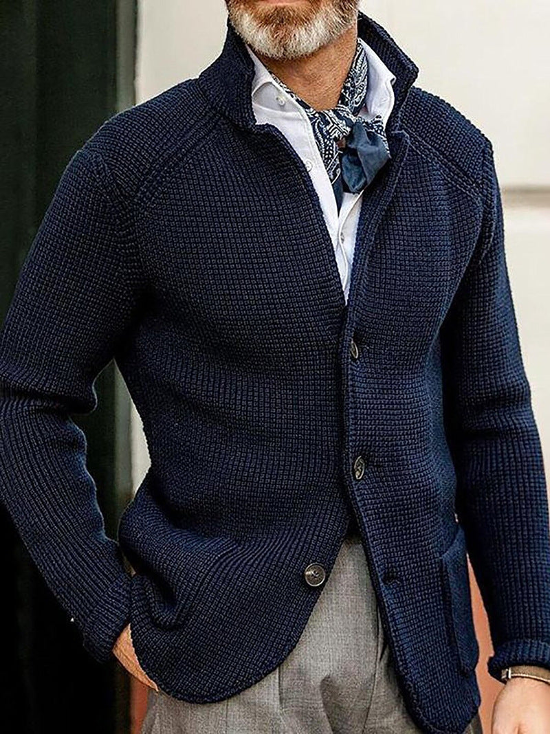 European and American Fashion Amazon Independent Station New Products-Clothing Men's Casual Long-Sleeved Pure Color Knitted Jacket Men's Outerwear