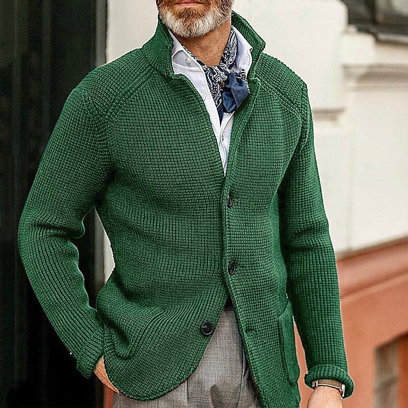 European and American Fashion Amazon Independent Station New Products-Clothing Men's Casual Long-Sleeved Pure Color Knitted Jacket Men's Outerwear
