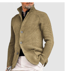 European and American Fashion Amazon Independent Station New Products-Clothing Men's Casual Long-Sleeved Pure Color Knitted Jacket Men's Outerwear