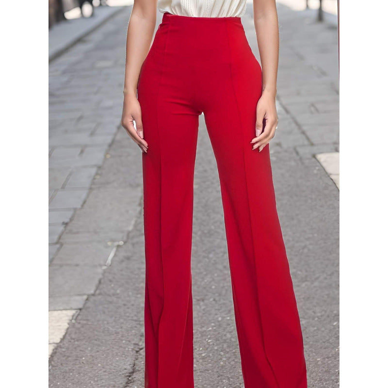 European and American high-waisted flared pants