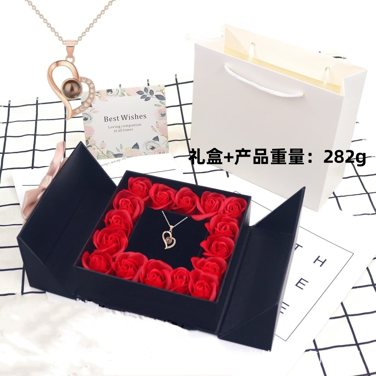 European and American Hot-Selling New Projection Ins Fashion 100 Languages I Love You Heart Necklace Valentine's Day Gift