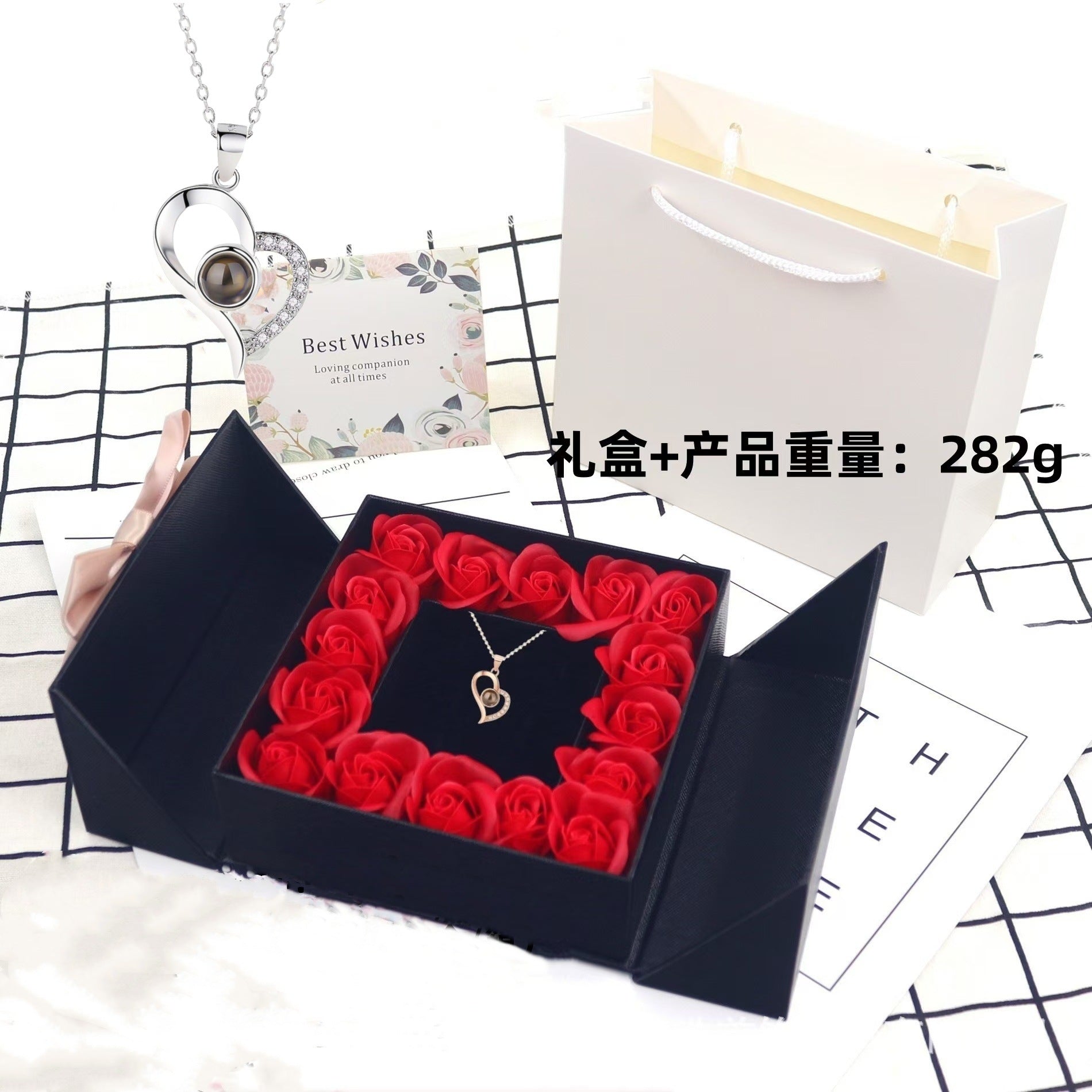 European and American Hot-Selling New Projection Ins Fashion 100 Languages I Love You Heart Necklace Valentine's Day Gift