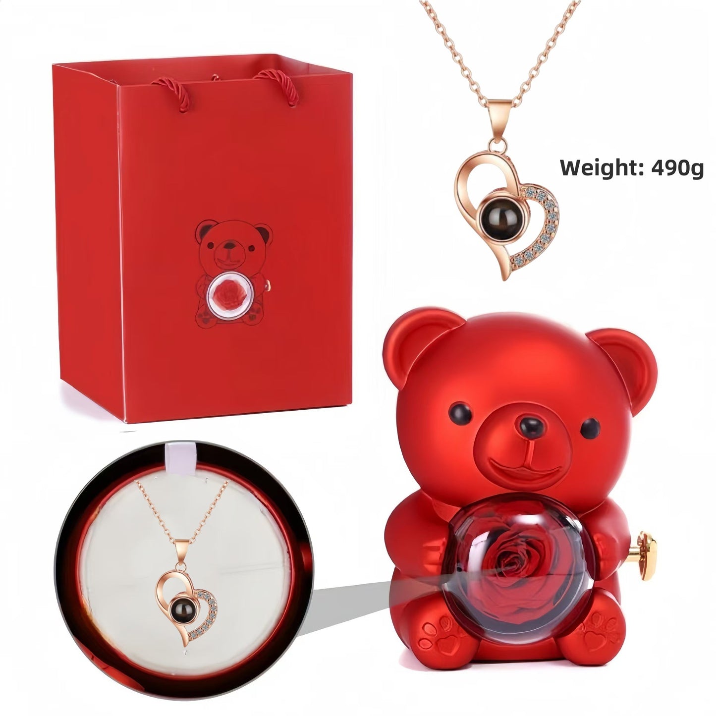 European and American Hot-Selling New Projection Ins Fashion 100 Languages I Love You Heart Necklace Valentine's Day Gift