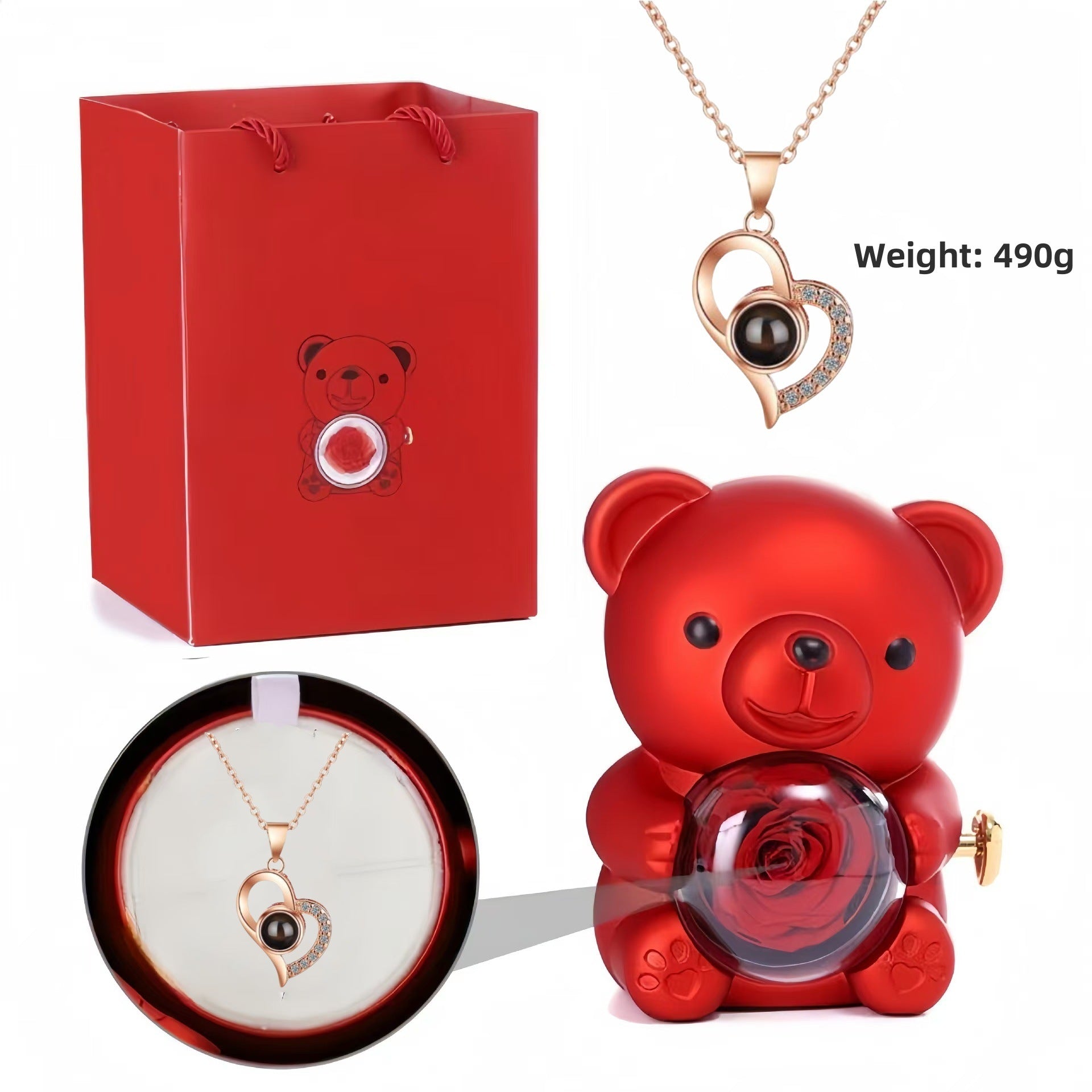 European and American Hot-Selling New Projection Ins Fashion 100 Languages I Love You Heart Necklace Valentine's Day Gift