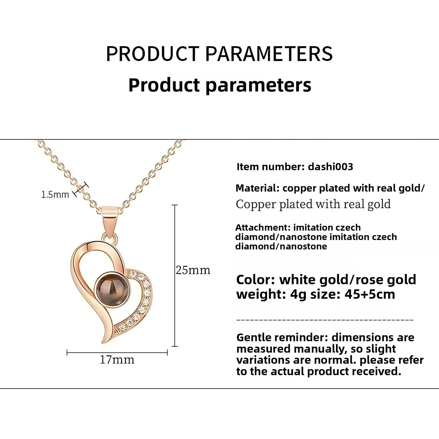 European and American Hot-Selling New Projection Ins Fashion 100 Languages I Love You Heart Necklace Valentine's Day Gift