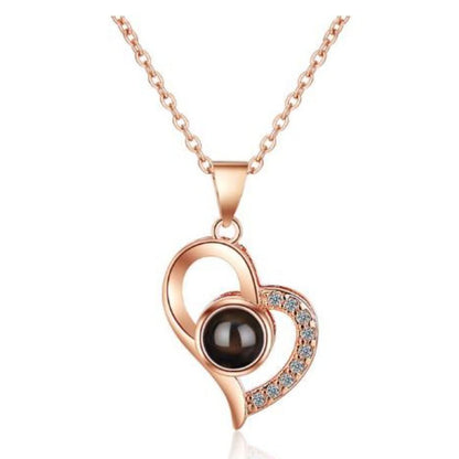 European and American Hot-Selling New Projection Ins Fashion 100 Languages I Love You Heart Necklace Valentine's Day Gift