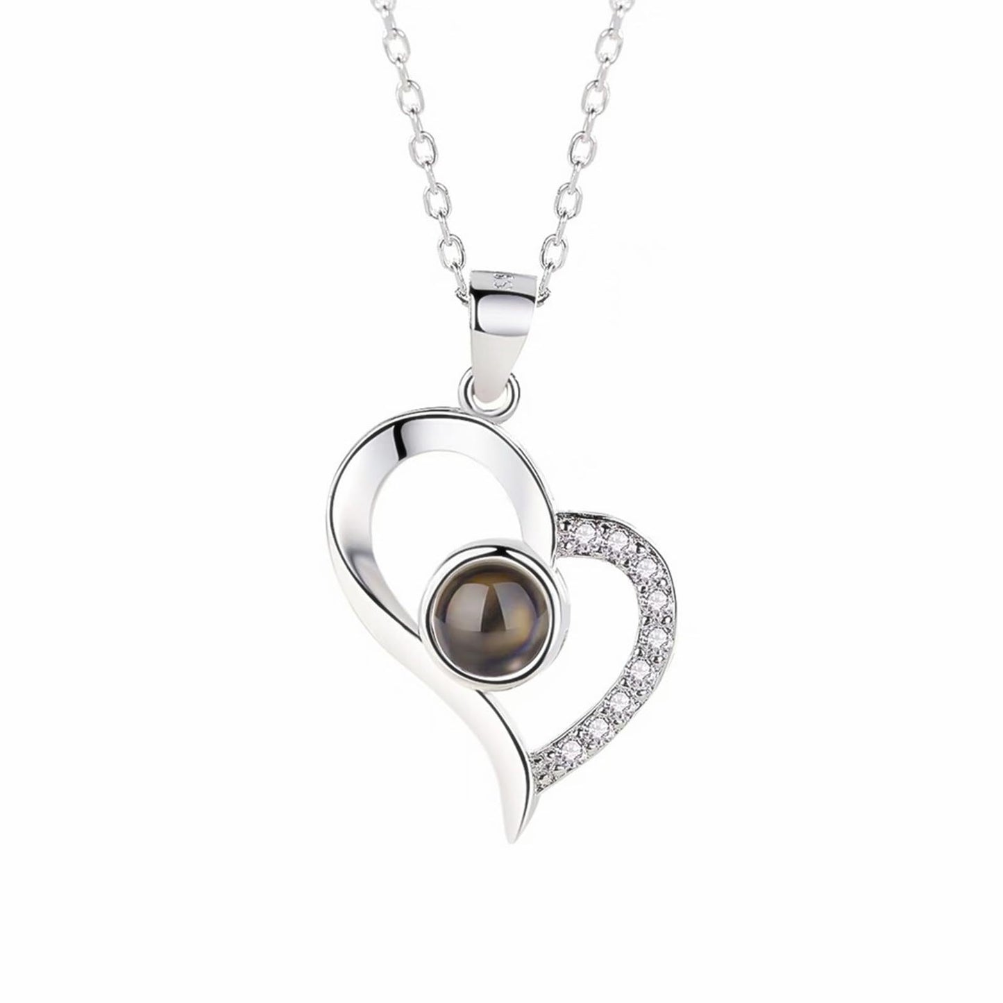 European and American Hot-Selling New Projection Ins Fashion 100 Languages I Love You Heart Necklace Valentine's Day Gift