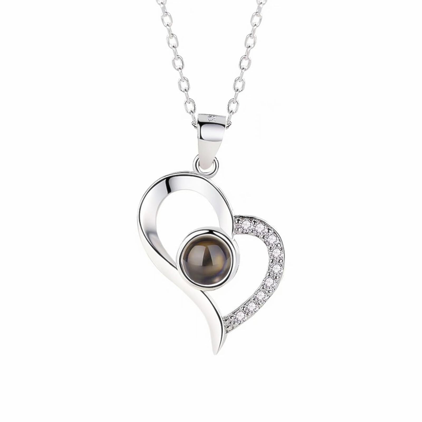 European and American Hot-Selling New Projection Ins Fashion 100 Languages I Love You Heart Necklace Valentine's Day Gift