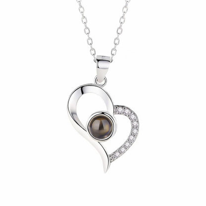 European and American Hot-Selling New Projection Ins Fashion 100 Languages I Love You Heart Necklace Valentine's Day Gift