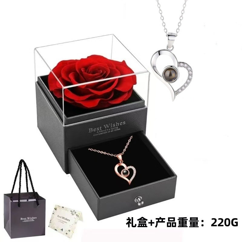 European and American Hot-Selling New Projection Ins Fashion 100 Languages I Love You Heart Necklace Valentine's Day Gift