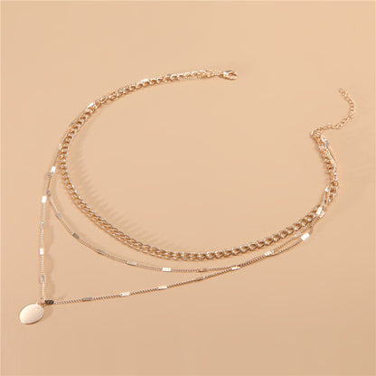 European and American jewelry clavicle chain short necklace pendant sweater chain men's and women's crystal dot multi-layer neck chain