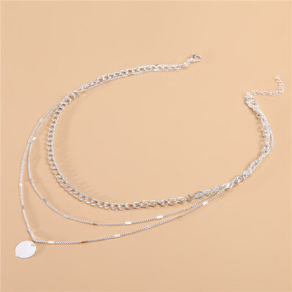 European and American jewelry clavicle chain short necklace pendant sweater chain men's and women's crystal dot multi-layer neck chain
