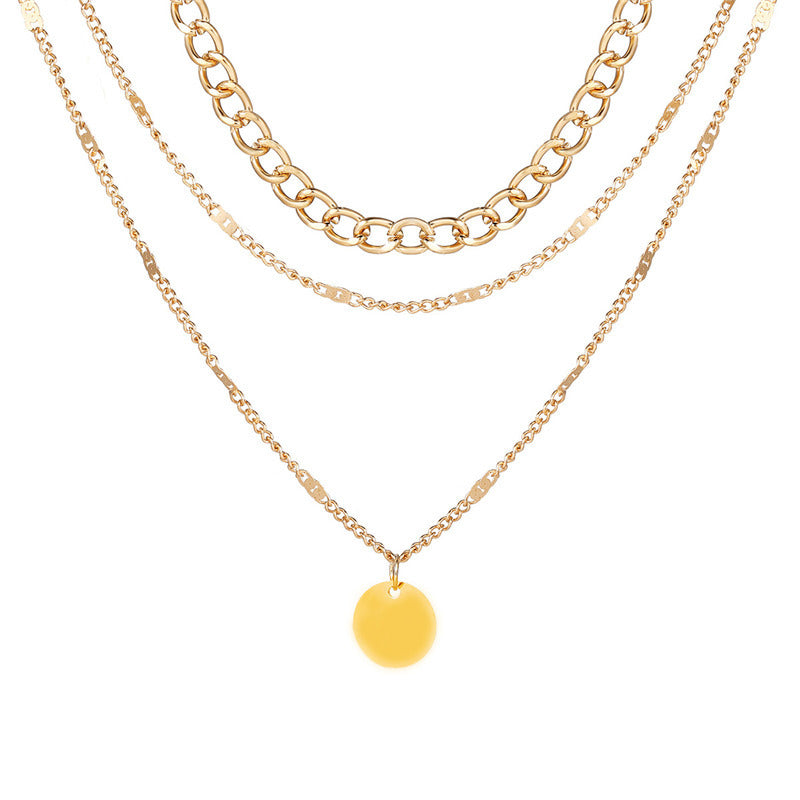 European and American jewelry clavicle chain short necklace pendant sweater chain men's and women's crystal dot multi-layer neck chain