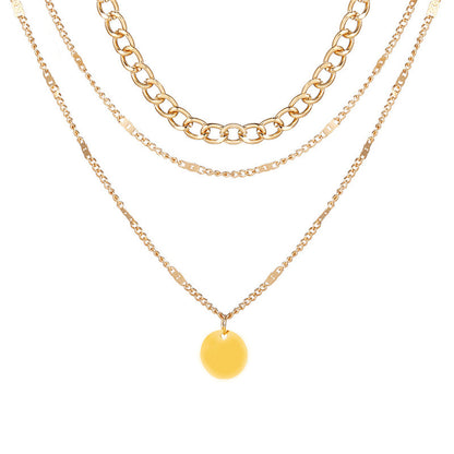 European and American jewelry clavicle chain short necklace pendant sweater chain men's and women's crystal dot multi-layer neck chain