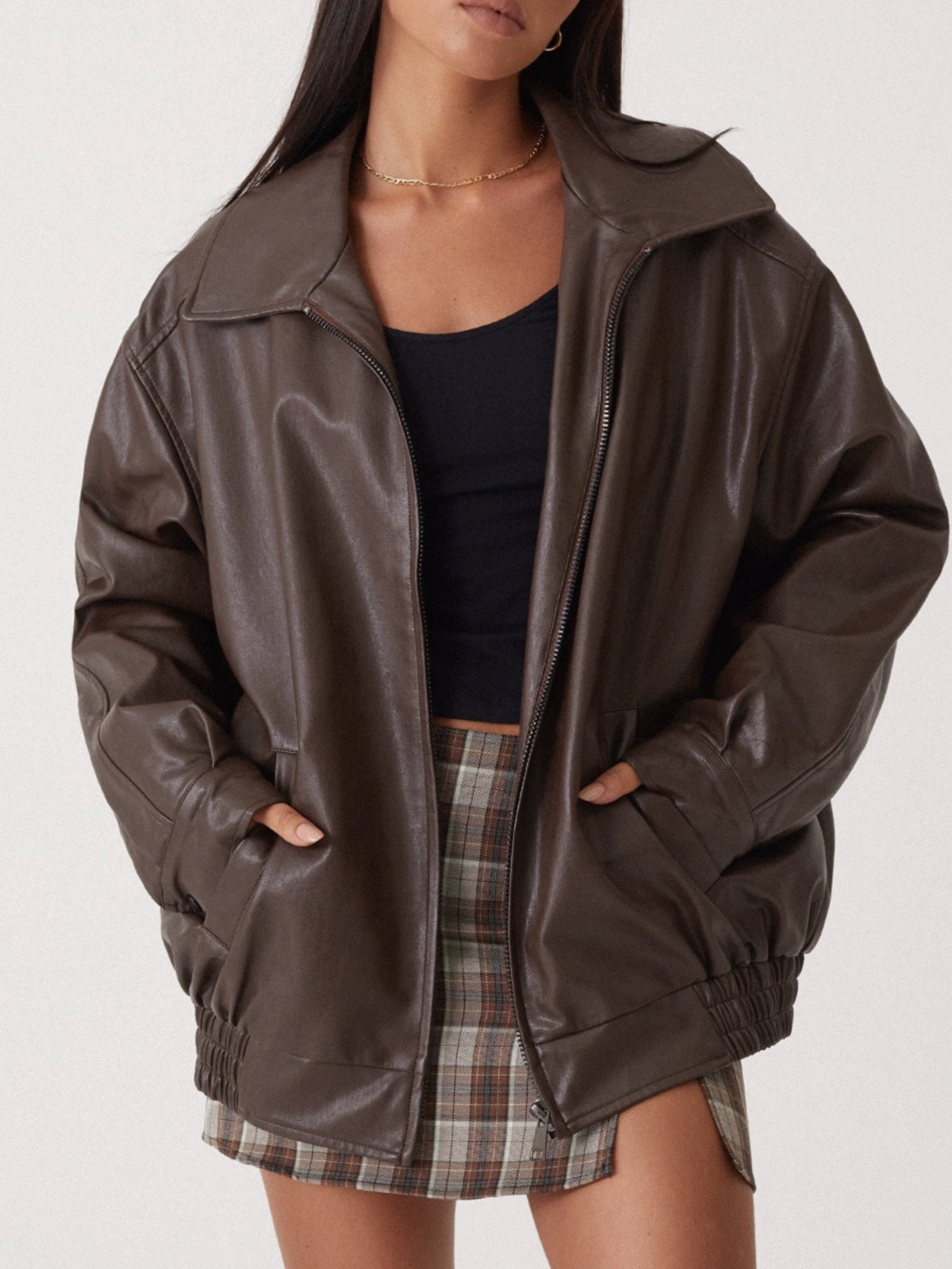 European and American leather jacket motorcycle style