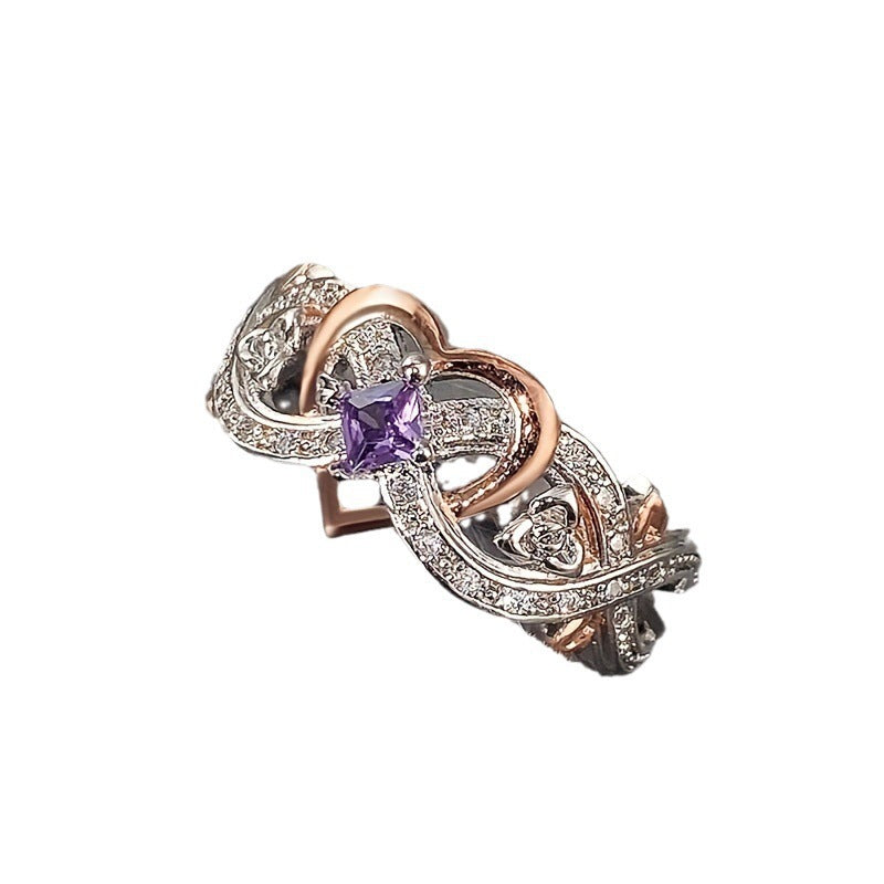 European and American simple love-shaped zircon ring
