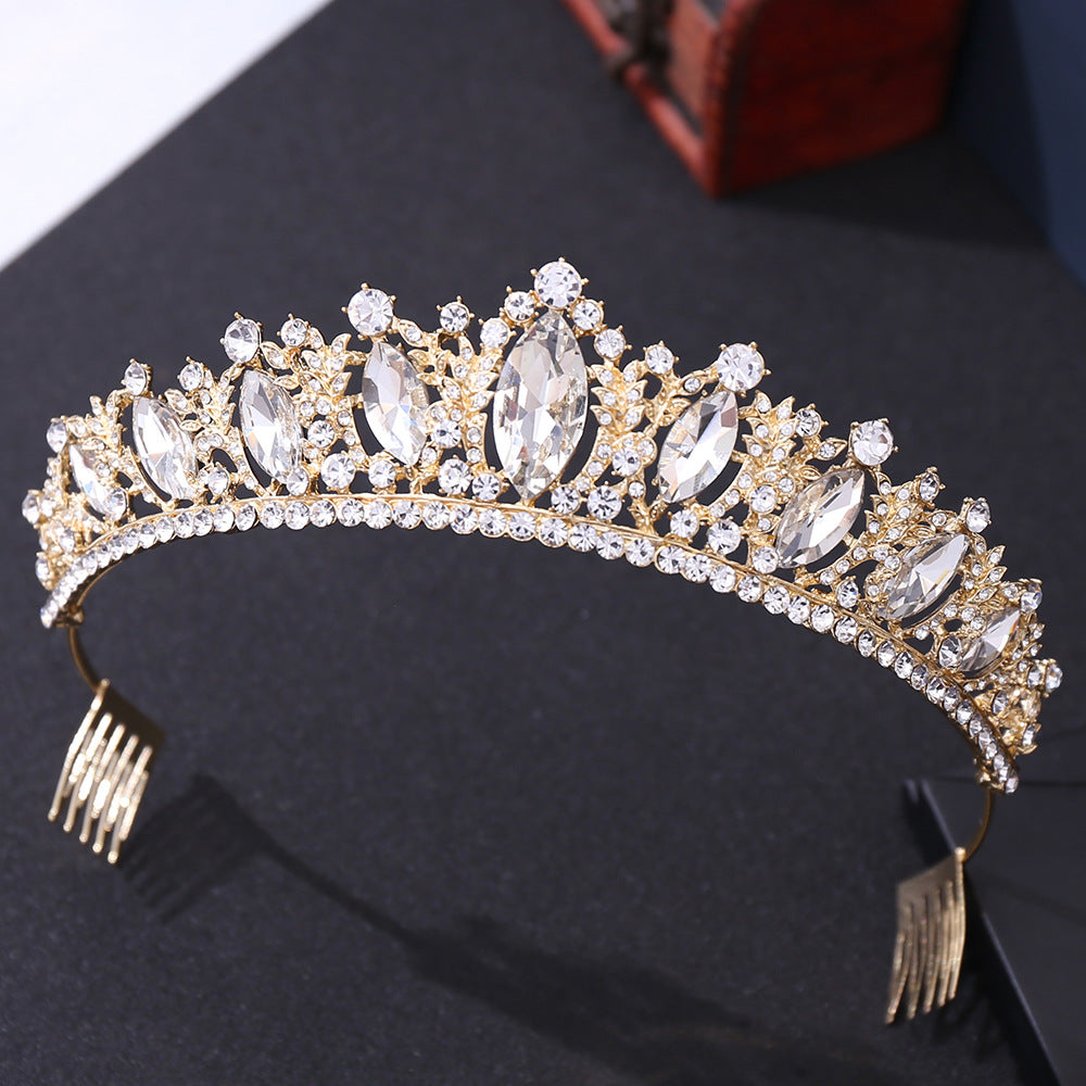 European Bridal Crown Headpiece with Rhinestones