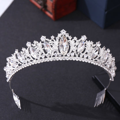 European Bridal Crown Headpiece with Rhinestones