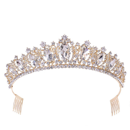 European Bridal Crown Headpiece with Rhinestones