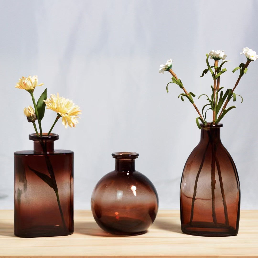 European Embossed Glass Mini Vase