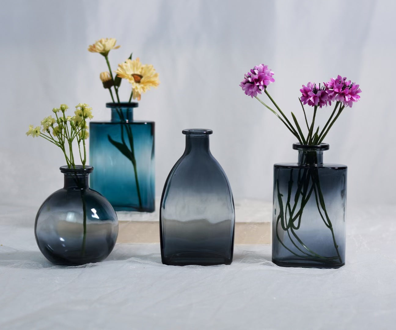 European Embossed Glass Mini Vase