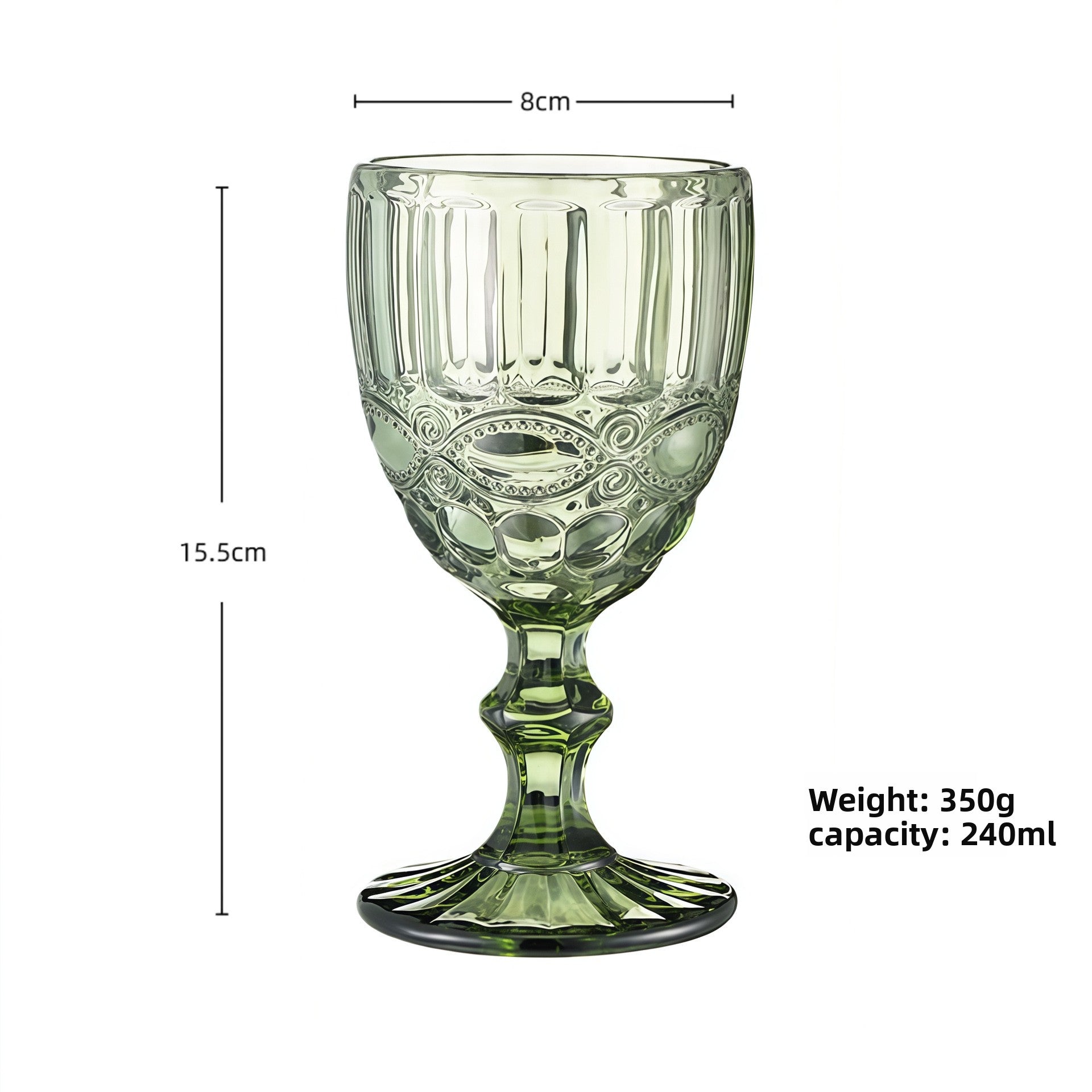 European Embossed Glass Wine Goblet