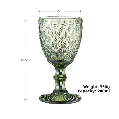 European Embossed Glass Wine Goblet