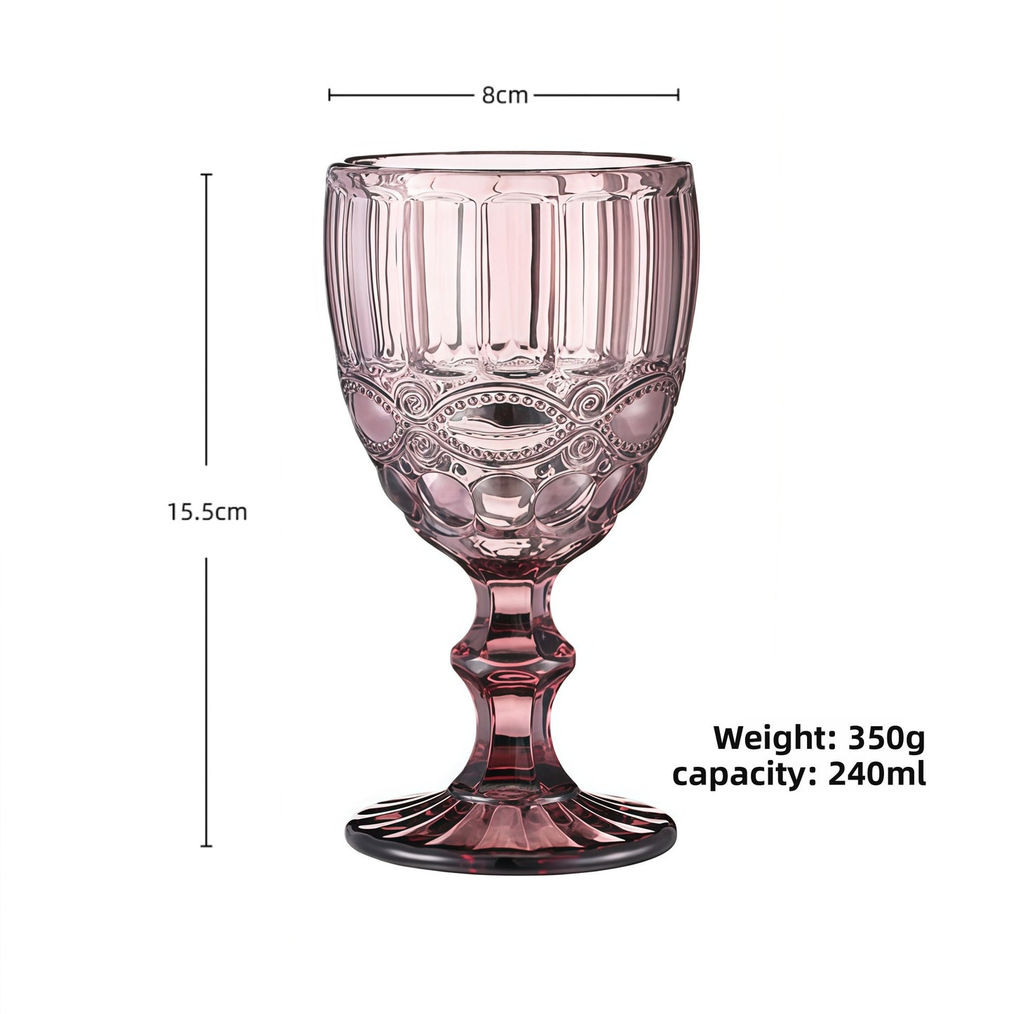 European Embossed Glass Wine Goblet