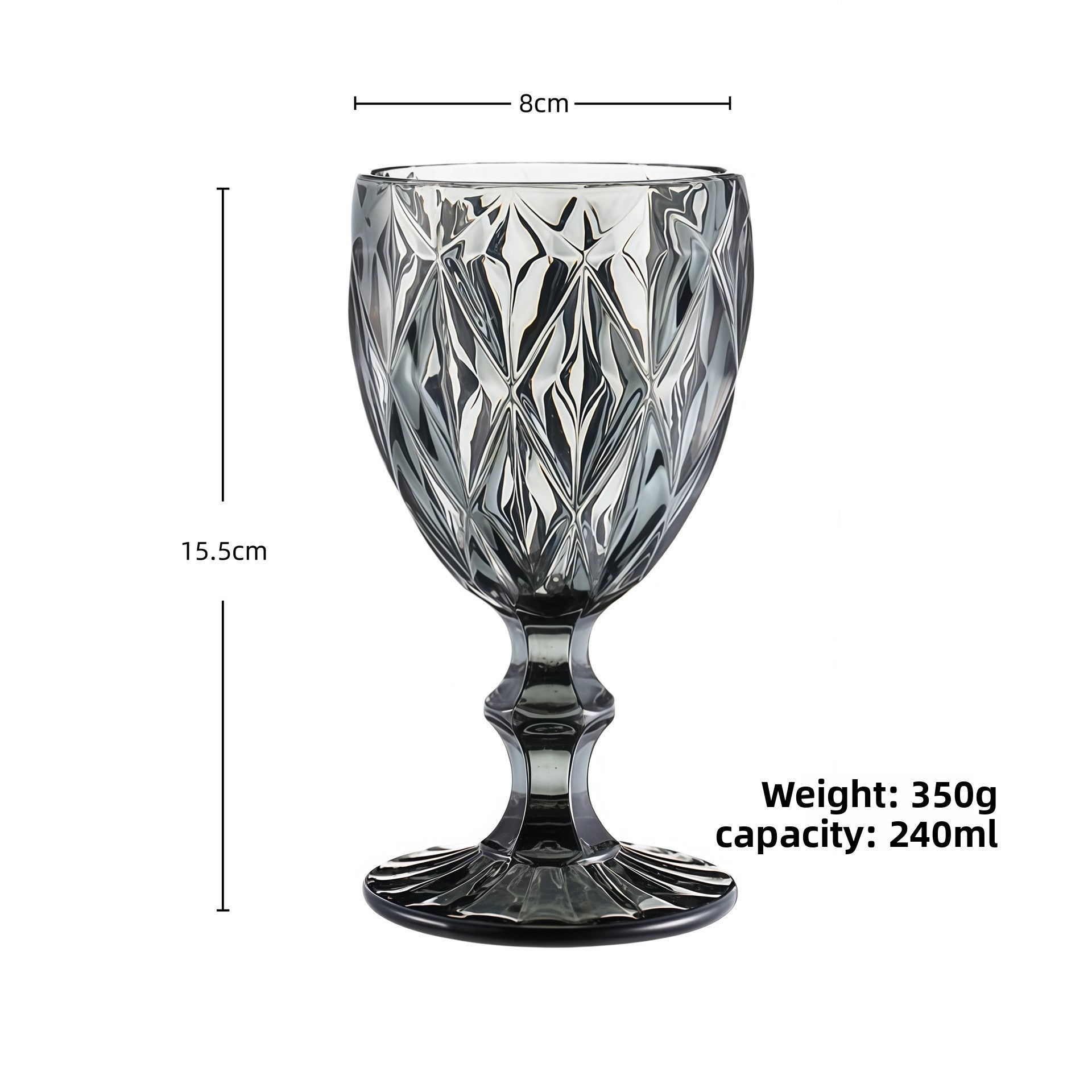 European Embossed Glass Wine Goblet