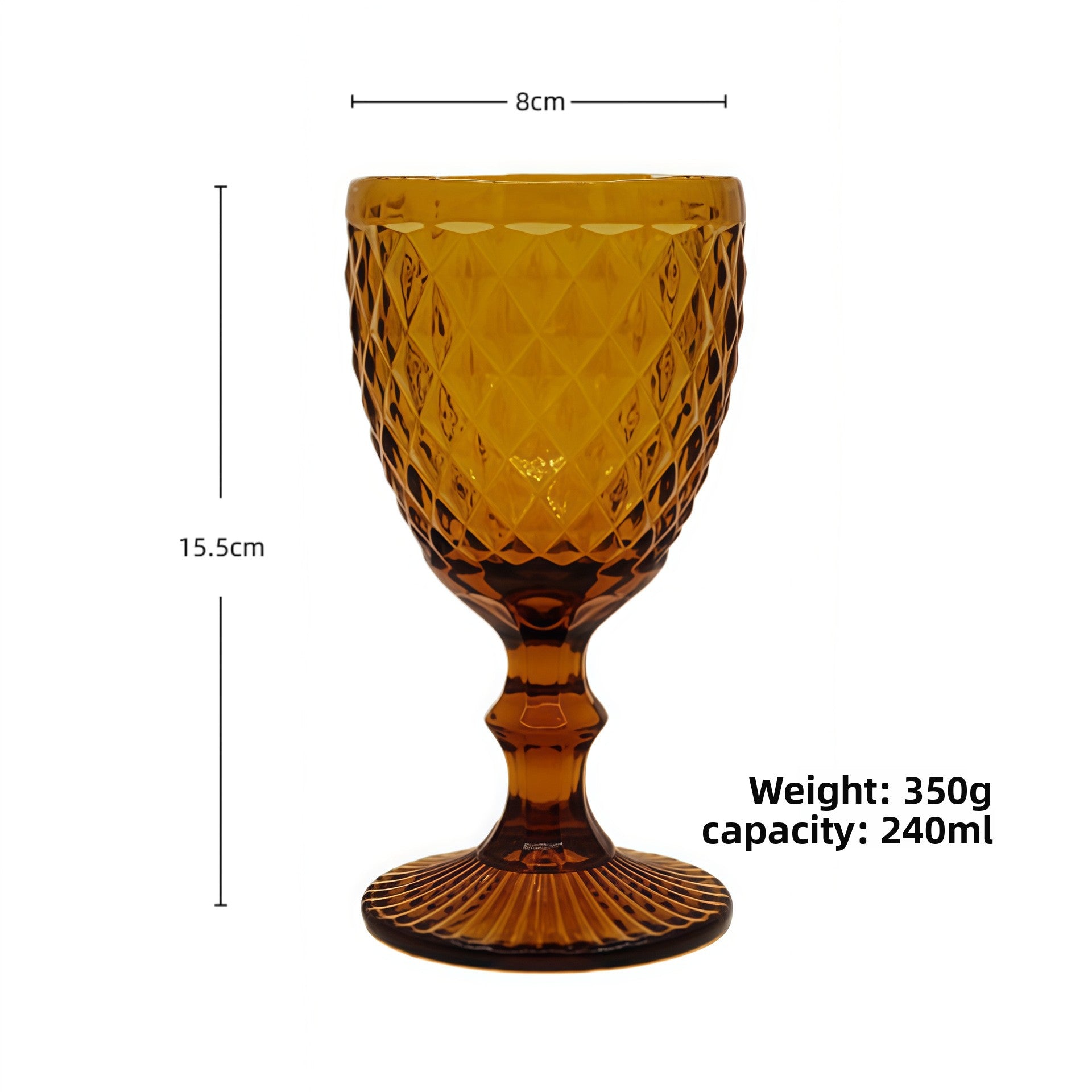 European Embossed Glass Wine Goblet