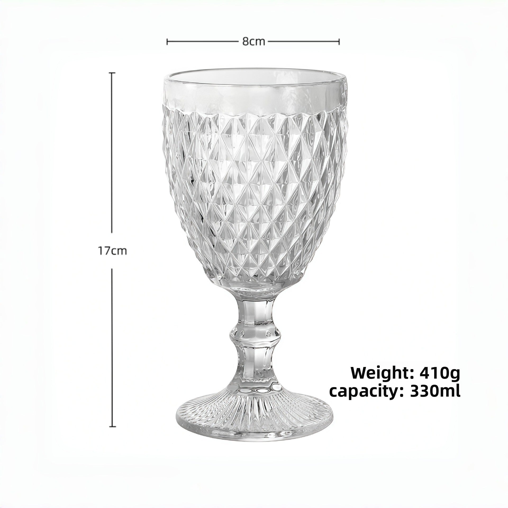 European Embossed Glass Wine Goblet