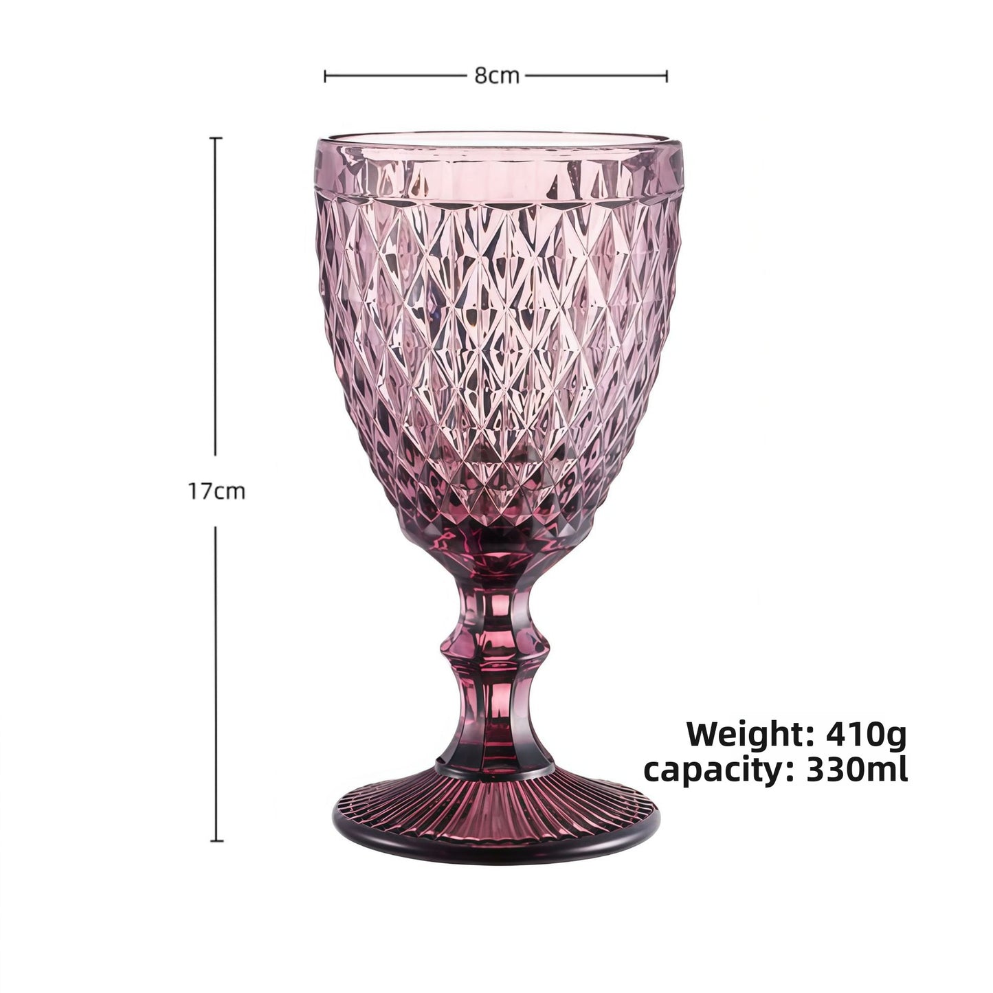 European Embossed Glass Wine Goblet