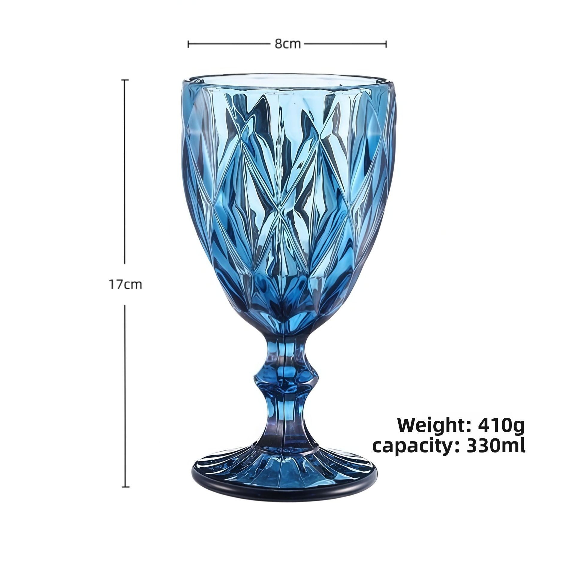 European Embossed Glass Wine Goblet