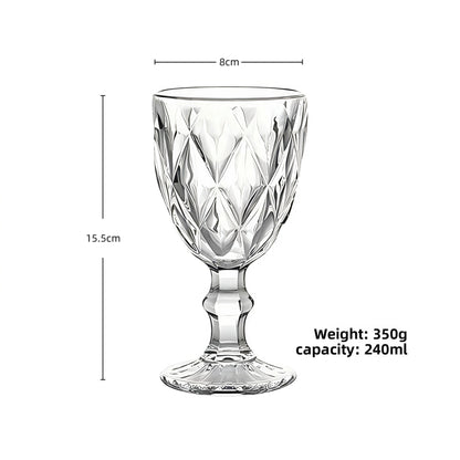 European Embossed Glass Wine Goblet