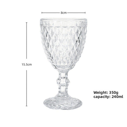European Embossed Glass Wine Goblet