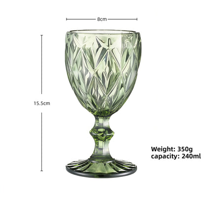 European Embossed Glass Wine Goblet